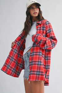 Blouses Shirts: The Oversized Flannel Shirt - Redwood