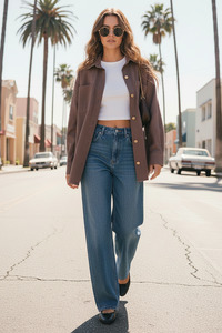 Denim Shacket - Truffle