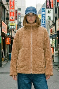 Jackets: Teddy Sherpa Fleece Zip Jacket - Teddy Brown