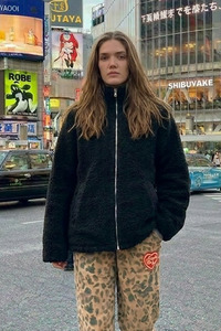 Jackets: Teddy Sherpa Fleece  Zip Jacket - Black