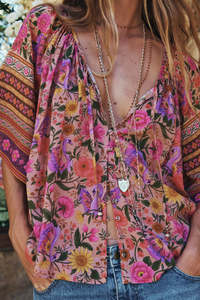 Spell: Swan Lake Short Sleeve Blouse - Lilac Rose
