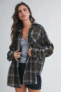 Blouses Shirts: The Oversized Flannel Shirt - Woodland Check