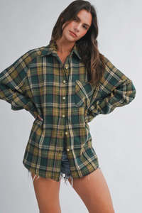 The Oversized Flannel Shirt - Mosswood Check