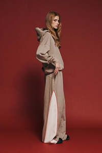 Pants: Acid wash Track Pants  - Beige