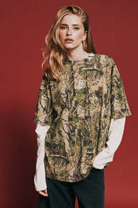 Tees: Round One Layered Tee - Vintage Camo