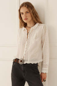 Spell: Prairie Long Sleeve Blouse - Antique White