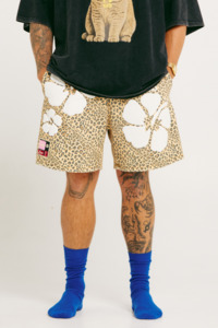Shorts: The Happy Hibiscus Trackie Short - Leopard