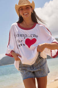 Tees: Champagne Is For Lovers Tee - Off White