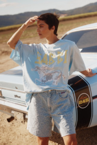 Tees: The Rhinestone Word Tee - Sky Blue