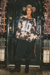Tees: The 10 Cow Print V- Neck Long Sleeve