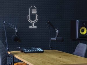 Products: Podcast Microphone - Podcast Microphone Neon Sign