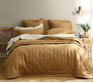 Products: MM Linen Laundered Linen Bedspread Set Cumin MM Linen Bedding NZ