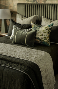 Products: Bianca Lorenne Appetto Midnight Moss Coverlet Luxury Linen Coverlet NZ