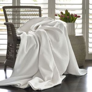 Baksana Artemis White Waffle Blanket 100% Egyptian Cotton