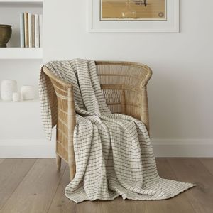 Products: Baksana Vigo Throw Ecru with Charcoal Stripes