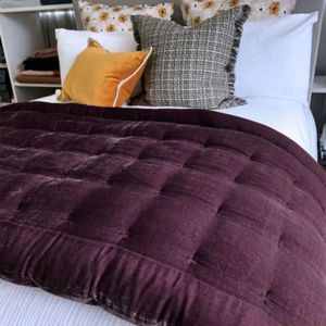 Products: Seneca Pin Velvet Comforter Coverlet Optional Eurocases Aubergine