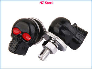 Bolts Screws Washers: 2pcs Black Skull Motorcycle License Number Plate Bracket Bolts