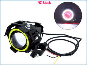LED Angel Eye Motorcycle Headlight DRL Spotlight Driving Light
