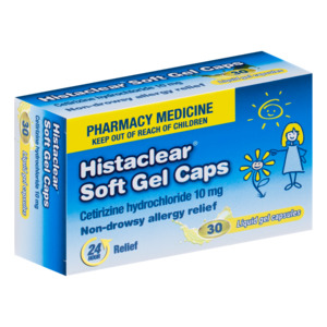 Pharmacy Only Medicines: Histaclear Soft Gel Caps Non-drowsy Allergy Relief