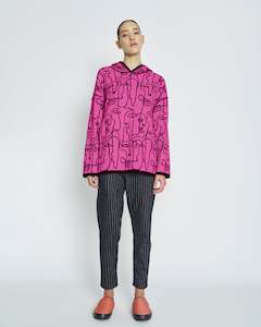 Aw23: Face Hoodie | Black Pink reversible