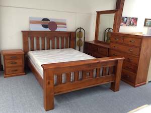 Bed Frames: FERGUS Solid Pine Wood Rustic Finished Bed in Queen / King / Super King from