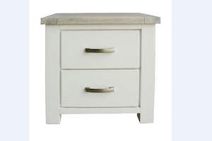 Bedside Tables: Ashlee White Wash Solid Wooden Bedside