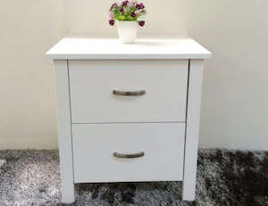 Bedside Tables: Pamela Solid Pine Wood Bedside Table White