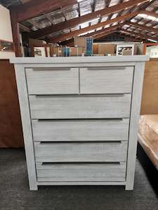 Tallboys: Gloria 6 Drawers Tallboy White Washed Solid Wooden