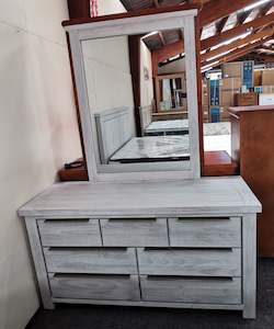 Gloria Dressing Table with Mirror White Washed Solid Wooden