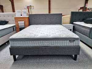 3pcs Combo Bed Base Headboard With Mattress: Shirley King Single Bed and S/M Euro Top Pocket Spring Mattress