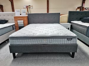 3pcs Combo Bed Base Headboard With Mattress: Shirley Queen Bed and S/M Euro Top Pocket Spring Mattress