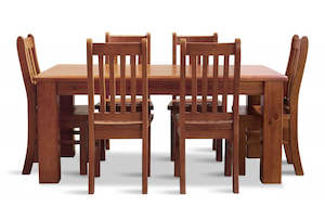 Fergus 7PCS Dining Suite Rustic Solid Pine Wood - 1.5m & 1.8m Table Avail. from