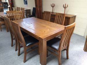 Woodlock 7 PCS Dining Suite Rough Sawn & Rustic Solid Pine Wood 1.5m & 1.8m Tabl&hellip;