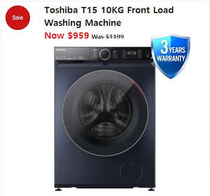Toshiba T15 10KG Front Load Washing Machine, 3 Yrs Warranty