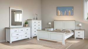 Ashland 5PCS Bedroom Suite Solid Wood White Wash in Queen/ King from
