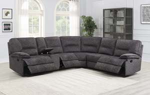 Sofas: Maryland Fabric Corner Recliner Lounge Suite with Cup Holder and 3 x Built-in Recliners