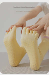 Products: Women’s Five-Toe Yoga Socks – Mid-Calf Non-Slip Grip Socks for Pilates, Indoor Workouts & Running