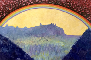 Rainbow over Mount Mania – painting