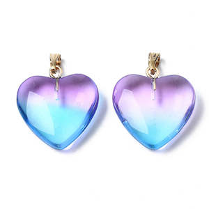 Pendants And Charms: Pendant - Glass - Heart - 22mm - 1 piece