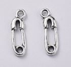 Pendants And Charms: Charms - Safety Pins - 19mm - 10 pieces - Antique Silver