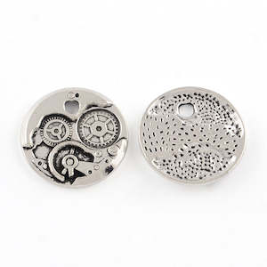 Steampunk: Pendant - Steampunk Gear - 24mm x 3mm - 1 piece - Antique Silver