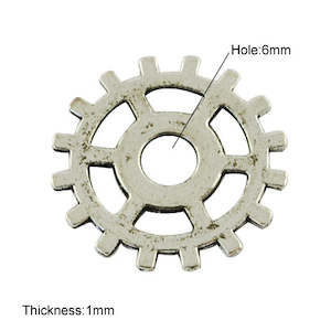 Steampunk Gears - Cogs with Sprockets - 25mm - 10 pieces - Antique Silver