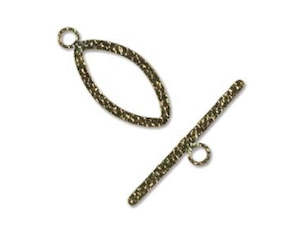 Sterling Silver Gold Filled And Silver Filled: Toggle Clasp (Textured) - Gold Filled - 26mm x 12mm (0.96gm) - 1 Set