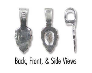 Sterling Silver: Glue On Bail - Sterling Silver - 16.7mm x 5.5mm (2.4gm) - 1 piece