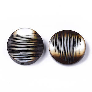 Resin - Round (Flat) - Textured - 28mmx  7mm - 2 pieces