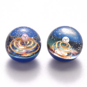Acrylic And Resin: Resin - Round - Galaxy - 20mm - 2 pieces