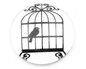 Cabochon: Cabochon - Retro - 24mm - 1 piece - Black and White