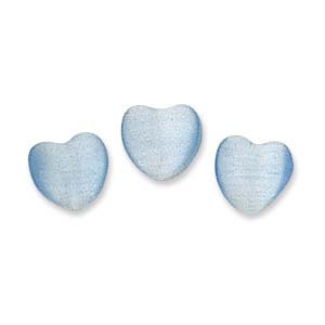 Catseye: Cats Eye - Hearts (Puffed) - 6mm - 40cm Strand - Light Blue