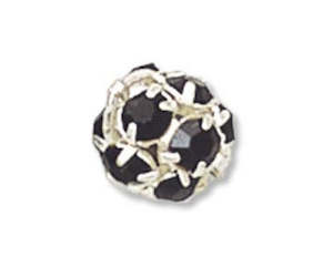 Crystals: Rhinestone Ball - 8mm - 1 piece - Silver and Jet