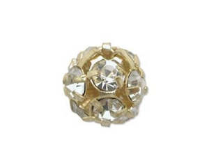 Crystals: Rhinestone Ball - 10mm - 1 piece - Gold and Crystal